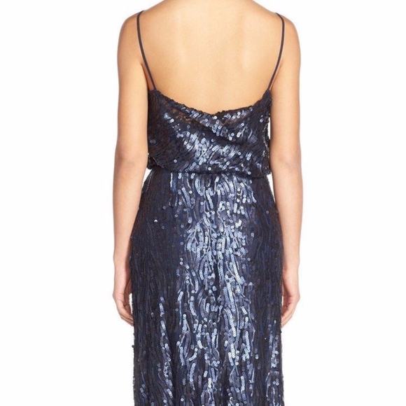 NWT Donna‎ Morgan 'Courtney' Spaghetti Strap Sequin Blouson Gown [SZ 4 ] - Picture 5 of 6